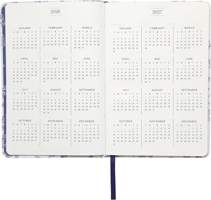 WORLD TRAVELER 2026 Planner - 6x8 Inch Weekly and Monthly Calendar Planner Agenda Book with Bookmark & Ribbon for School and Office, Size 6X8, Blue & Navy