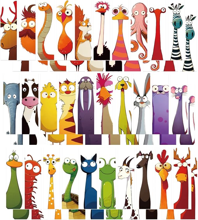 60PCS Funny Animal Bookmarks for Kids - Creative Unique Cartoon Page Holders,Gifts for Book Lovers, Students,Readers on Birthday/School Rewards/Library Reading,4th of July Gift