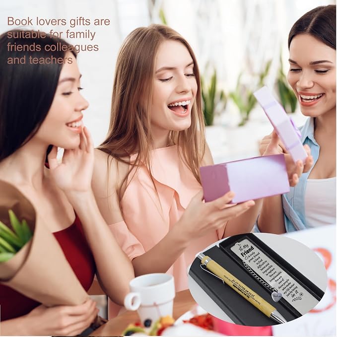 Gifts for Friends, Inspirational Bookmark Set with Pen – Metal Bookmark for Women, Book Lovers Gifts, Employee Appreciation Gifts, Christmas Gifts for Female Coworkers, Awesome Gifts for Sisters