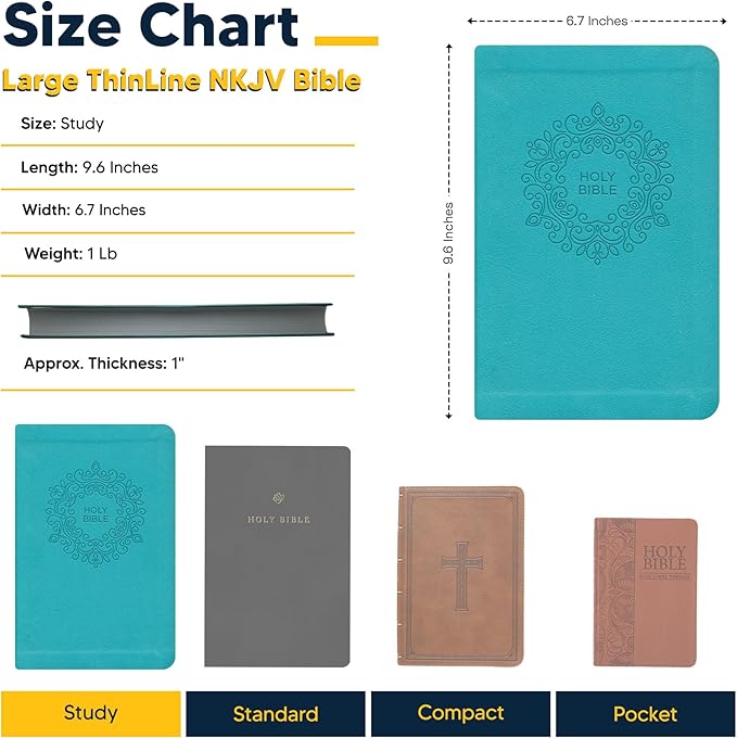 Personalized Custom NKJV Thinline Large Print Holy Bible with Name Includes Up To 3 Rows Of Text with Red-Highlighted Verses, Custom Gift for Christian & Religious Celebrations | Blue