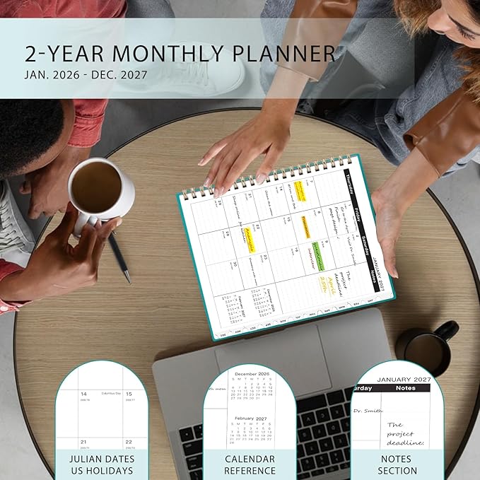 Ymumuda 2026 Planner-2 Year Monthly Planner 2026-2027, JAN.2026 - DEC.2027, 8.5" x 11", 26-27 Monthly Calendar,Large Planner with Spiral Bound, 24 Months Perfect for School Office Schedule