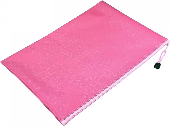 PATIKIL Waterproof Zipper File Bags, 10 Pack A4 Size Document Pocket Storage Organizer Pouch for Travel Office Supply, Pink