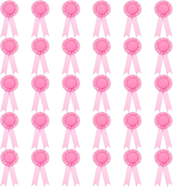 PATIKIL Blank Award Ribbon, 30 Pcs Prize Ribbon Award Medal Winner Ribbon Recognition Participation Ribbon for Competition, Sport Event and Party, Wedding, Pink