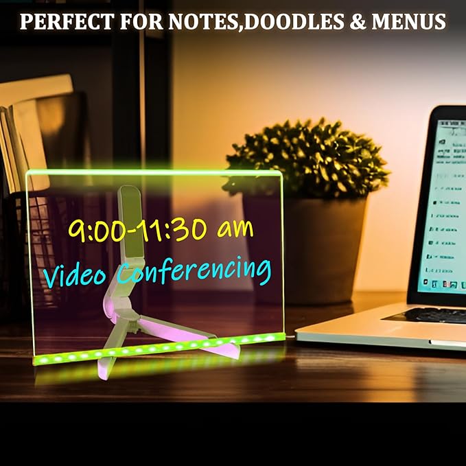 LED Note Board with 7 Colors Happy Birthday Gifts for Teens, 11.8"X7.9" Led Drawing Board for Kids Writing Board with Stand, Light Up Dry Erase Board with 7 Markers, Ideal Gift for Festival Decoration