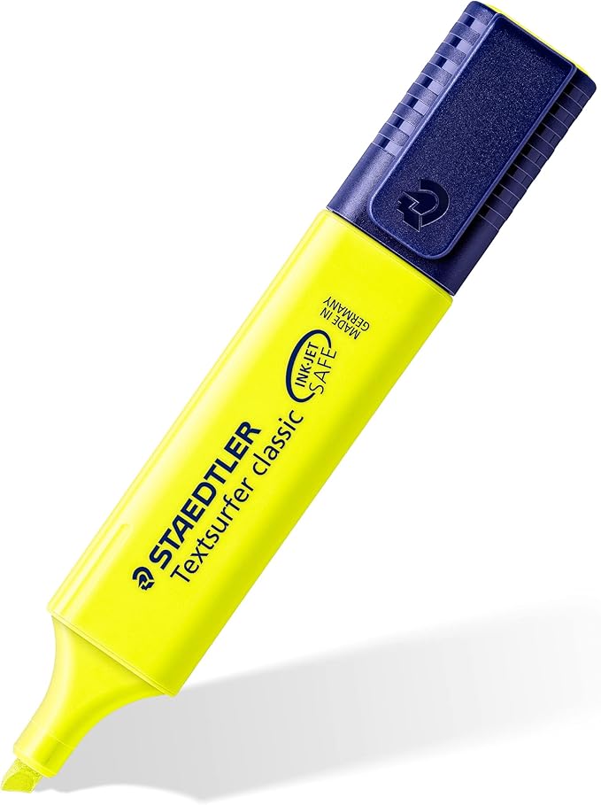 STAEDTLER Textsurfer Classic Highlighters - 4 Colors Rainbow Set with Stand, Ultra-Soft Chisel Tip, Fast-Drying Ink, Large Reservoir for Extended Use