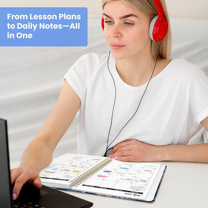 Planner 2026-2027, Monthly and Weekly Calendar Academic Planner July 2026 - June 2027, Hardcover Student Teacher Planning Agenda Book with Tabs, Perfect for Office School Supplies, A5 (6.3" x 8.5") - Sapphire Bloom