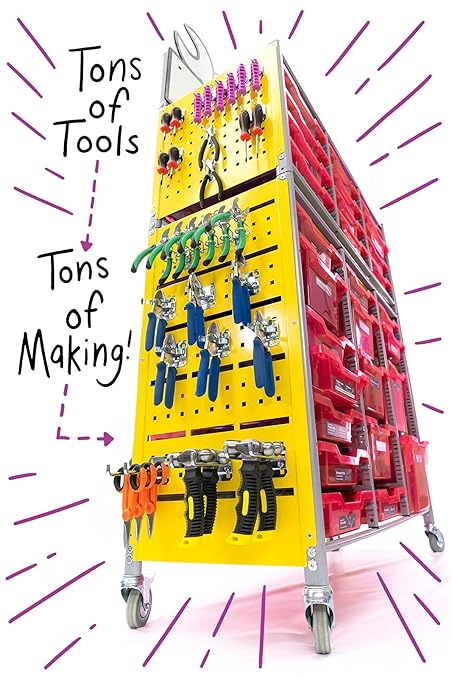 Maker Cart 2.0; Portable Maker Space with Curriculum & Activities for Classrooms & Schools (Elementary, Middle, High); Teacher Designed Science, Engineering, STEM, STEAM, DIY, NGSS Projects