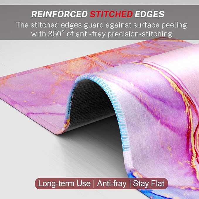 MROCO Essential Office & Gaming Mouse Pad, 8.5 x 11 Inch, Pink Marble | Anti-Fray Stitched Edges, Functional Pattern Design, Non-Slip Rubber Base, Water and Stain Resistance