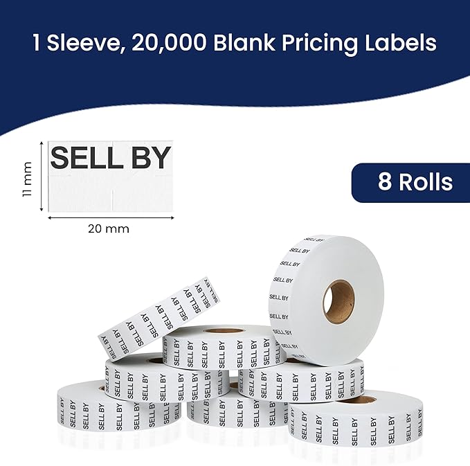 Perco Sell BY Labels for Monarch 1131 Price Gun - 8 Rolls, 20,000 Pricemarking Labels