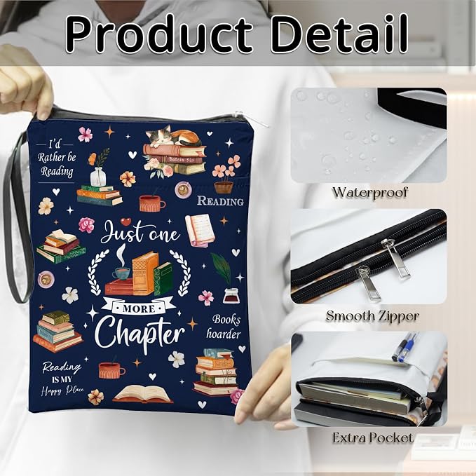 Book Sleeve for Book Lovers Waterproof Memory Fabric Book Sleeve with Zipper Reading Book Cover for Young Adults, Learning Supplies for Students, Gifts for Chritsmas Thanksgiving 11.2x8.3in