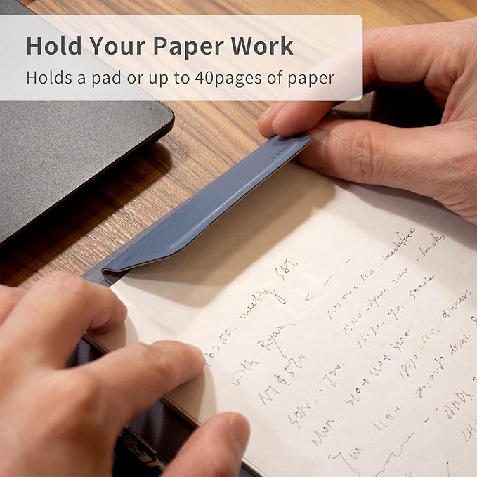 LHiDS Creative Magnetic Business Portfolio Lite Resume Padfolio Organizer with Clipboard, Paper Clip, Writing Pad, Pen/Card Holder, Magnetic Closure for Work, School and More (Midnight Blue, A5)