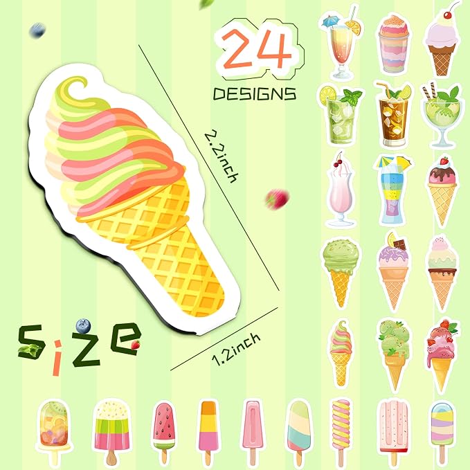 Nezyo 24 Pieces Magnetic Bookmarks Cute Magnet Page Markers Foldable Page Clip for Students Reading Stationery Supplies Office Presents(Ice Sucker)