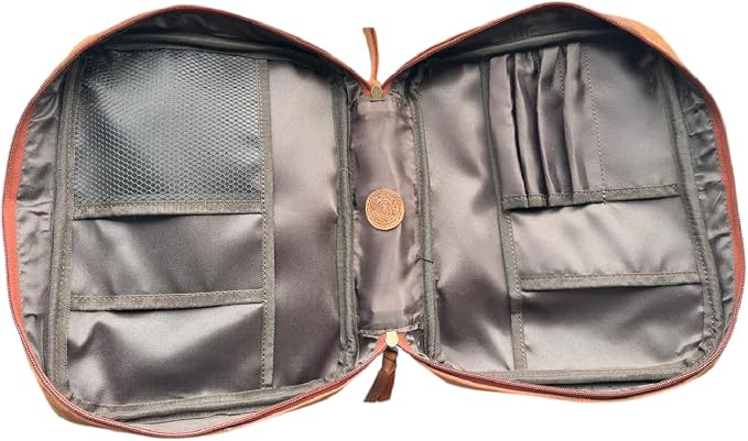 Genuine Leather Bible Case for Men & Women 11 x 8 inch, Bible Cover with Handle & Zip Clousre, Pen Holder, Multiple Storage Compartments Bible Carrying Bag (Red)