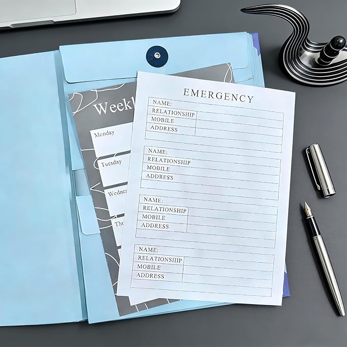 Folio Document Organizer with Labels-Important Document Organizer, Important Folders with Pockets,File Stylish Binder for Storing Important Papers, Certificates, Passports, Photos, and Letters