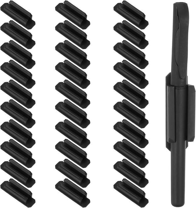PATIKIL Pen Holder for Desk, 30 Pack Adhesive Pencil Holders Silicone Pencil Holder for Classroom Office Accessories Teacher Supplies, Black