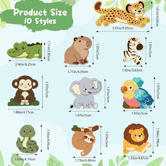 10Pcs Magnetic Bookmark, Cute Jungle Animals Theme Bookmarks, Animal Book Marks for Reading, Office Reading Accessories, Page Clips for Book Lovers, Reader, Women, Students