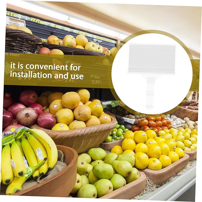 GLEAVI 80pcs Hanging Shelf Label Holders Plastic Tags for Supermarket Pricing Display Easy to Install Compatible Labels