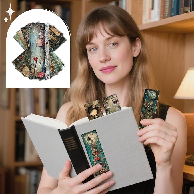 Vintage Girl Bookmarks Gifts - 120 Pcs Gothic Fairytale Bookmark Paper Dark Aesthetic Butterfly Flower Book Marks Page Marker Clip Favors for Women Office Home Book Lovers Reading Supplies