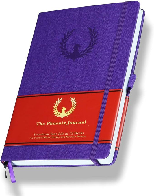The Phoenix Journal - Quarterly Goal Planner, Daily Planner Journal & Organizer for Goal Setting, Productivity & Focus - Undated 12 Week Planner, Weekly & Monthly Planning, Habit Tracking - Hardcover (Purple)