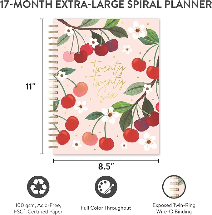 Orange Circle Studio Academic Planner 2025-2026, Fruit & Flora, 11.1"x9.2"