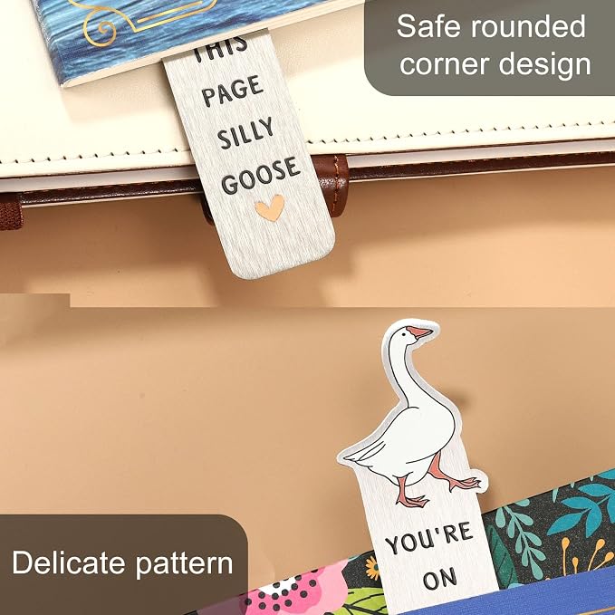 Silly Goose Bookmark, Stainless Steel Funny Silly Goose Book Marks Practical Reading Accessories Supplies for Bookish Gift Women Men Kids Teens