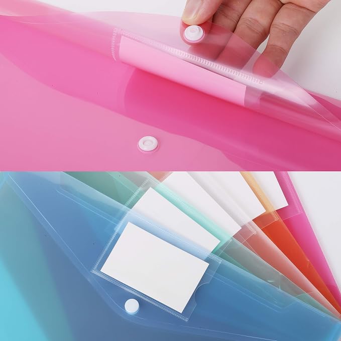 Mr. Pen- Plastic Envelopes, 10 Pack, A4, Letter Size, Plastic Envelopes with Snap Closure