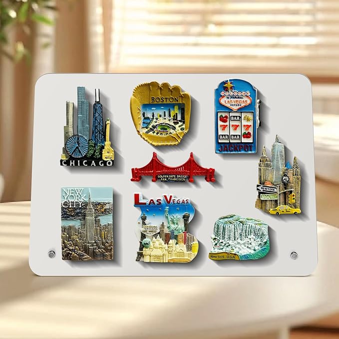 Magnetic Metal Display Bulletin Board, White, 4 Pack, 11x8 Inch | Horizontal Orientation, Includes 12 Magnets, For Memos Messages Photos, For Home School Kitchen Office