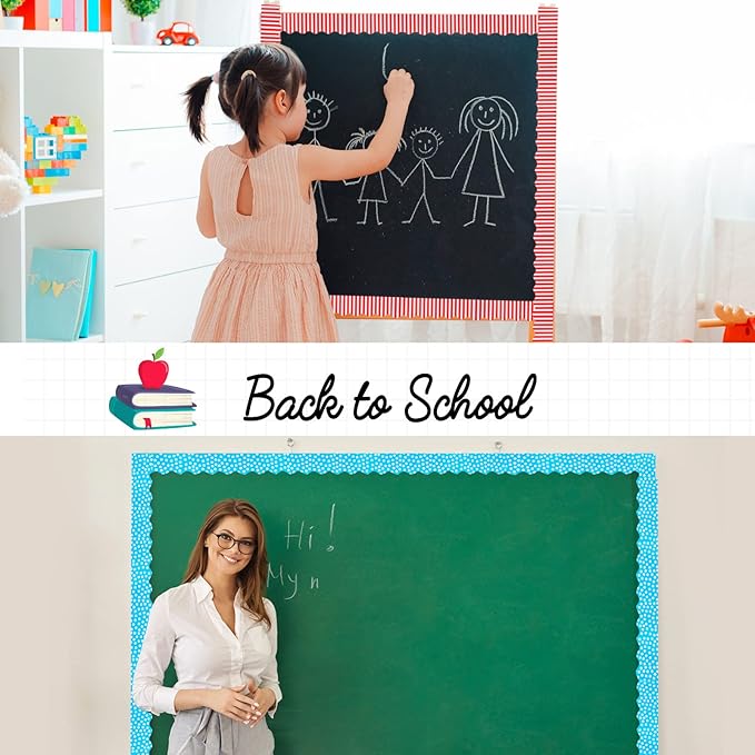 Kisston 120 Feet Bulletin Board Border Classroom Bulletin Board Decor Set Self Stick Back to School Chalkboard Whiteboard Decorations for School Office Classroom Decor Party Supplies