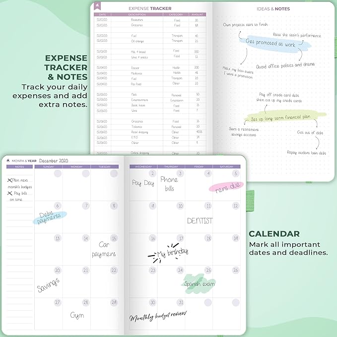 Clever Fox Bi Weekly Budget Planner – Undated Financial Organizer Book – Expense Tracker, Budgeting & Bill Notebook, A5 (Mint Green)
