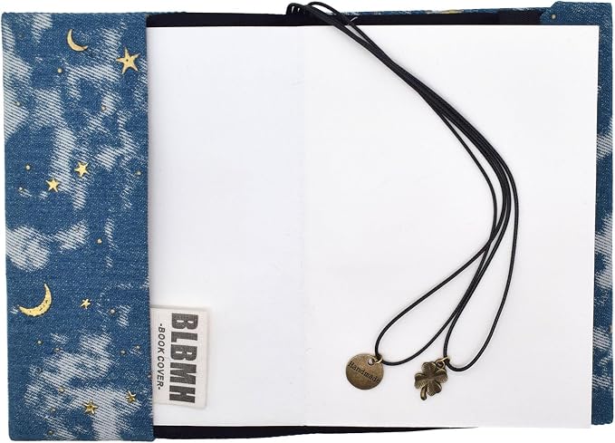 BLBMH A6 Book Cover 4x6 | Non-Stretch Fabric Sleeve with Bookmark | Handmade Washable Protector for Paperback Journal Bible Notebook | Gift for Women Readers - Denim