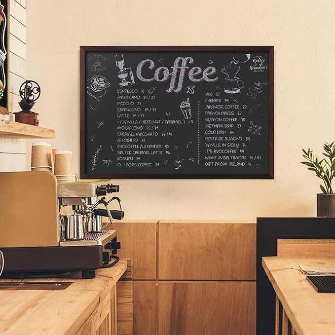 Comix Magnetic Chalkboard, 24 x 36 Inches Wooden-Framed Blackboard, Hanging Chalk Board for School Office Home and Restaurant Menu