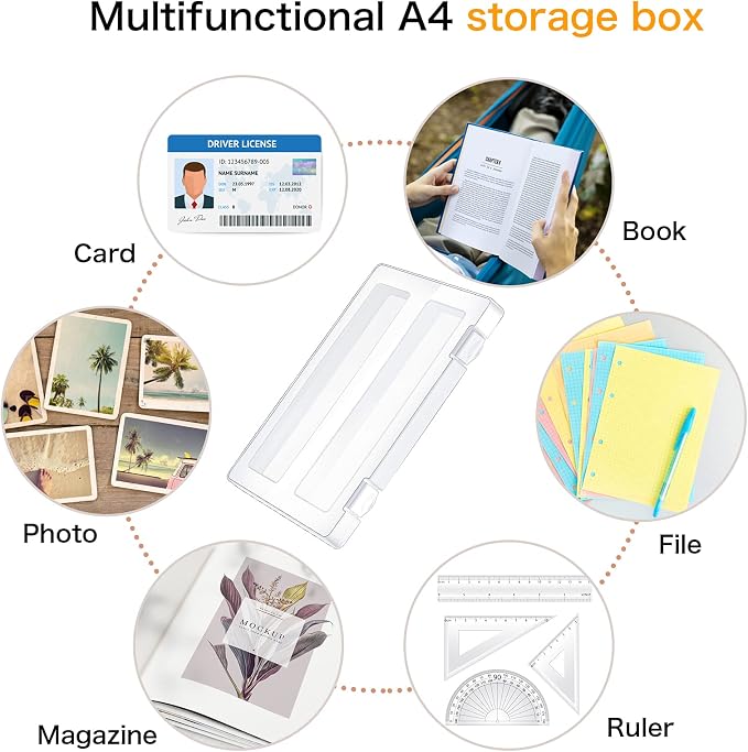 Outus 6 Pieces A4 File Box Paper Photo Storage Box A4 Portable Project Case Clear Plastic Document Magazine Organizer Box for Office School Supplies Accessories 12.52 x 9.5 x 0.95 Inch