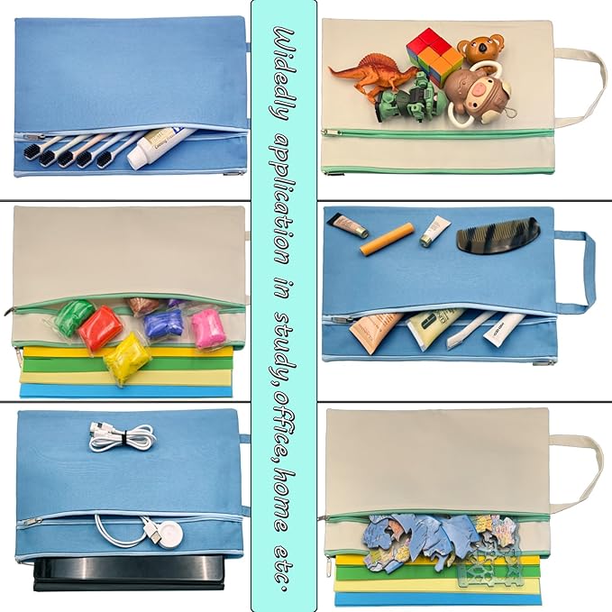 A4 Mesh Zipper Pouch, Waterproof File Bag with Handle,Foldable Document Organizer for School, Office, Travel - Durable Folder with Puzzle Project/Cross Stitch (10)