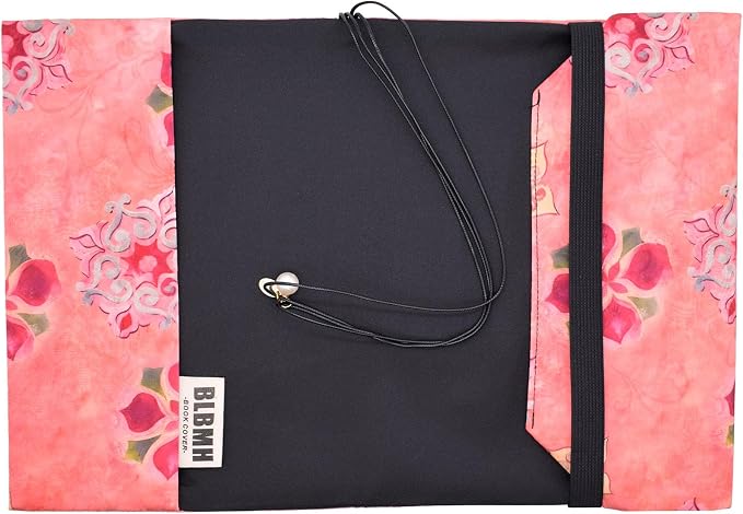 BLBMH 5.5x8.5 Fabric Bible Cover Non-Stretch | Built-in Bookmark | Handmade Washable Book Sleeve for Paperback Journal Privacy Reading Gift for Women - XC Pink