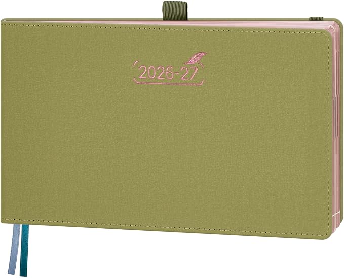 BEZEND Weekly Planner 2026 2027 Equal Weekend Space with Hourly Timeslot (Medium 9" x 5.5") 18 Months Academic Calendar (Jul 26-Dec 27) for Students, Work & Home, PU Leather Hardcover -Mustard