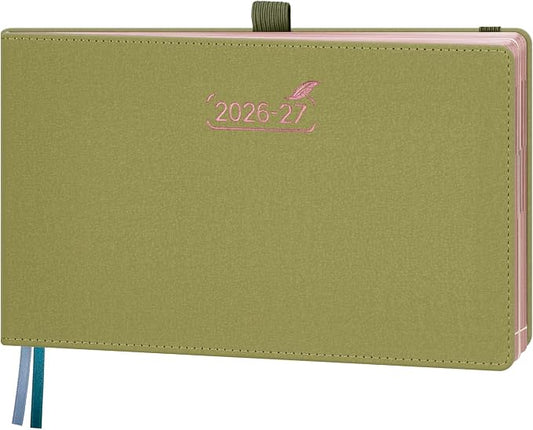 BEZEND Weekly Planner 2026 2027 Equal Weekend Space with Hourly Timeslot (Medium 9" x 5.5") 18 Months Academic Calendar (Jul 26-Dec 27) for Students, Work & Home, PU Leather Hardcover -Mustard