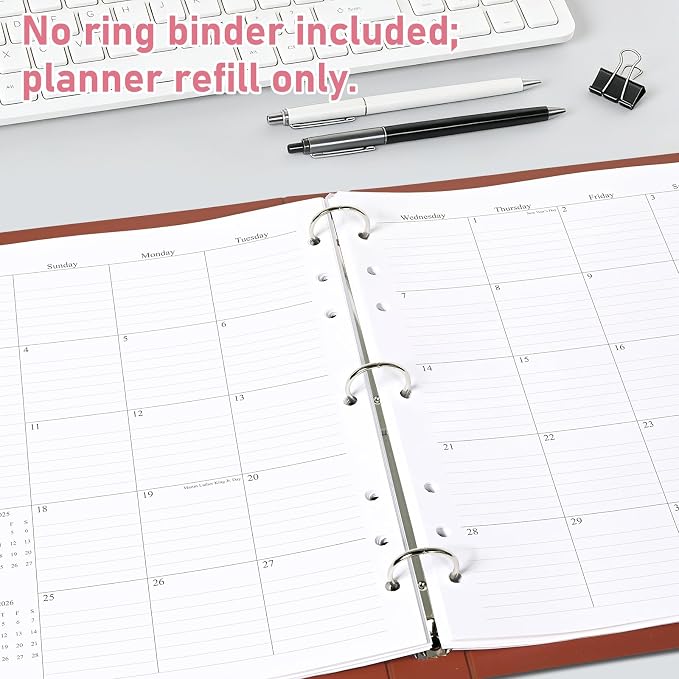 2026-2027 Monthly Planner Refill for 3 Ring, A4 Letter Size Planner Inserts, 8.5"x11", Jul. 2026 - Dec. 2027, 18 Monthly Calendars with Colorful Laminated Tabs, 7/3-Hole Punched