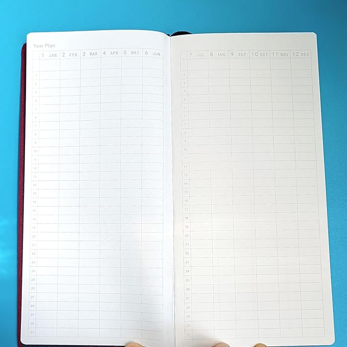 Undated Weekly Planner A6 Size - Weekly & Monthly Pocket Organizer, Portable Travel Notebook, Office Schedule Book,Gift Idea (Red with a Clear Cover)