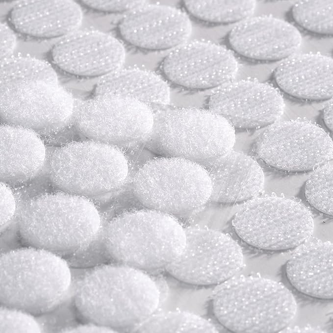 1000 Pcs | 500 Pairs | 0.59inch Diameter | 100% Nylon | Hook and Loop Fastener Self Adhesive Strong Round Circle Sticky Sticker Dots for Arts and Crafts School Classroom Home and Office Use, White