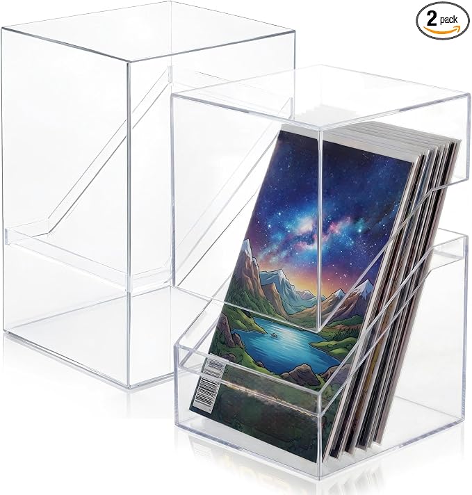 Novabright 2 Pack Clear Acrylic Comic Book Storage Boxes, 7.9 x 7.5 x 11.4 Inch Comic Book Organizer Boxes, Sturdy Bins Cabinets with Lids, Suitable for Magazine Collection and Displaying Collectible
