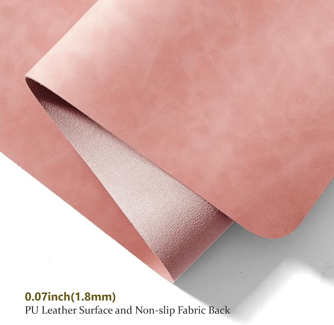 Distressed Leather Desk Mat - Non-Slip PU Desk Pad for Office and Home - Desk Organization and Accessories - Ideal for Large Mouse Pad and Desk Mats on Top of Desks(Dusty Rose,36"x 17")
