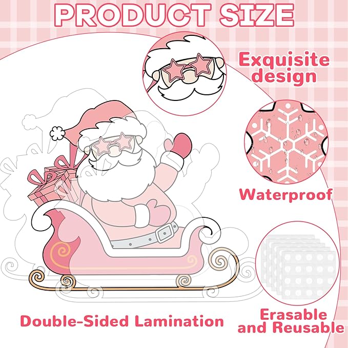 ojustbeok Pink Christmas Bulletin Board Set Xmas Santa Bulletin Board Decoration Christmas Tree Snowman Paper Cutouts for School Classroom Home Chalkboard Wall Xmas Winter Holiday Party Supplies