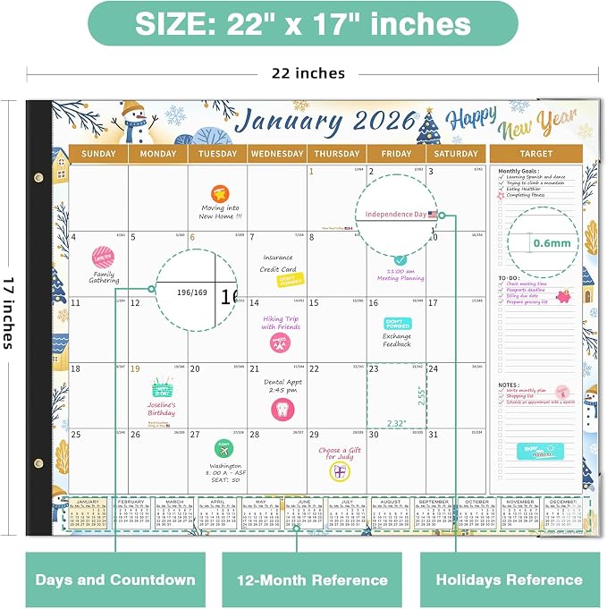 Ospelelf Desk Calendar 2026-2027 Large 22'' x 17'' Calendar 2026 Monthly Deskpad Calendar, 18 Month Calendar, Use Jan 2026 - June 2027, Seasons