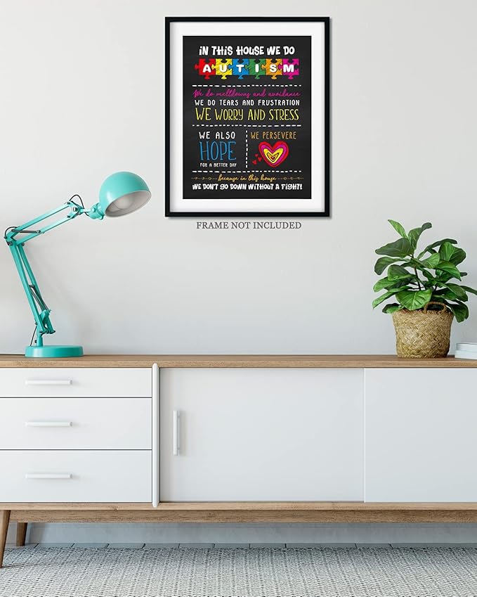 In This House We Do Autism | Autism Awareness Decor | Autism Classroom | Boho Rainbow Decor Classroom | Autism Sign | Autism Art Wall Decor Classroom | Autistic decorations - 8x10 unframed print
