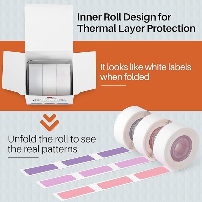 D30 Label Maker Tape - Compatible with Memoking/Phomemo D30 Printer Machine, 12x30mm Waterproof Thermal Printer D30 Labels, Purple/Rose Red/Pink Sticker Machine Tape, 3 Rolls