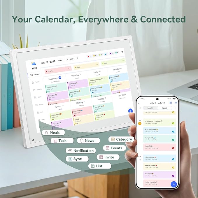 Digital Calendar,10.1 Inch Planner Electronic Calendar&Chore Chart,Smart Calendar Touchscreen Interactive Display for Family Schedules,Bussiness Working tasks,Great for Organizing Your Routines,Gifts for Women Mom