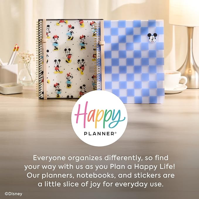 Organized by Happy Planner Disney Dated 12-Month Planner, Jul. 2026–Jun. 2027, Big Size, Dashboard Layout, Twin-Loop Binding, 3 Extra Months, 1 Sticker Sheet, 8.5" x 11", Bright Day Mickey
