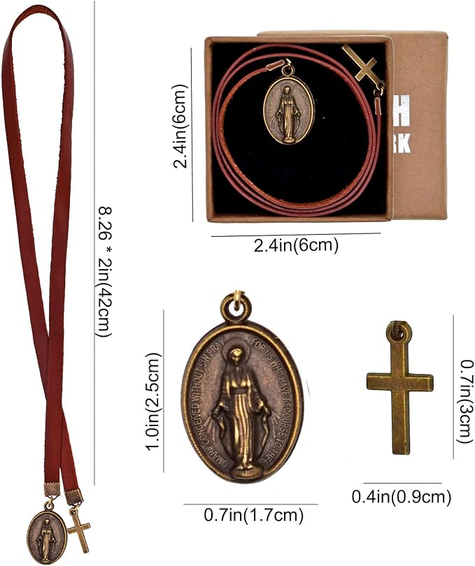 BLBMH Genuine Leather Bible Bookmark with Cross | Catholic Gifts for Men Dad Women Pastor Mom | Christian Book Marker with Ribbon - LB6