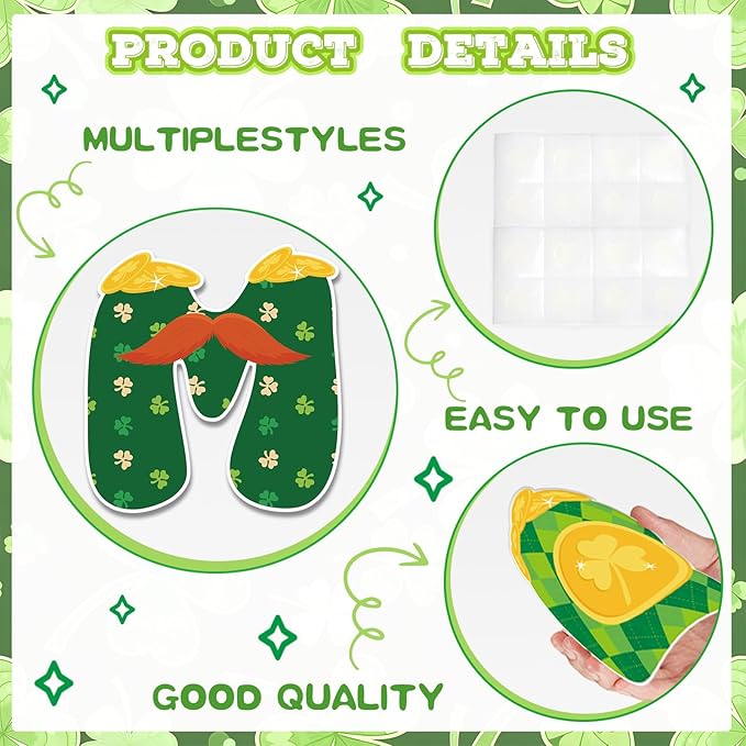 St.Patricks Day Bulletin Board Decorations Set Lucky Shamrock Borders Cutouts Our Class is Full of Lucky Charms Bulletin Board Borders for Green Irish Holiday School Home Chalkboard Wall Door Decor