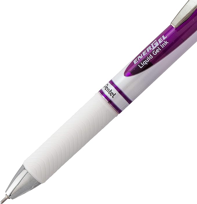 Pentel EnerGel Pearl RTX Retractable Gel Pen, 0.7mm Needle Tip, 2 Pack, Violet Ink (BLN77WBP2V)